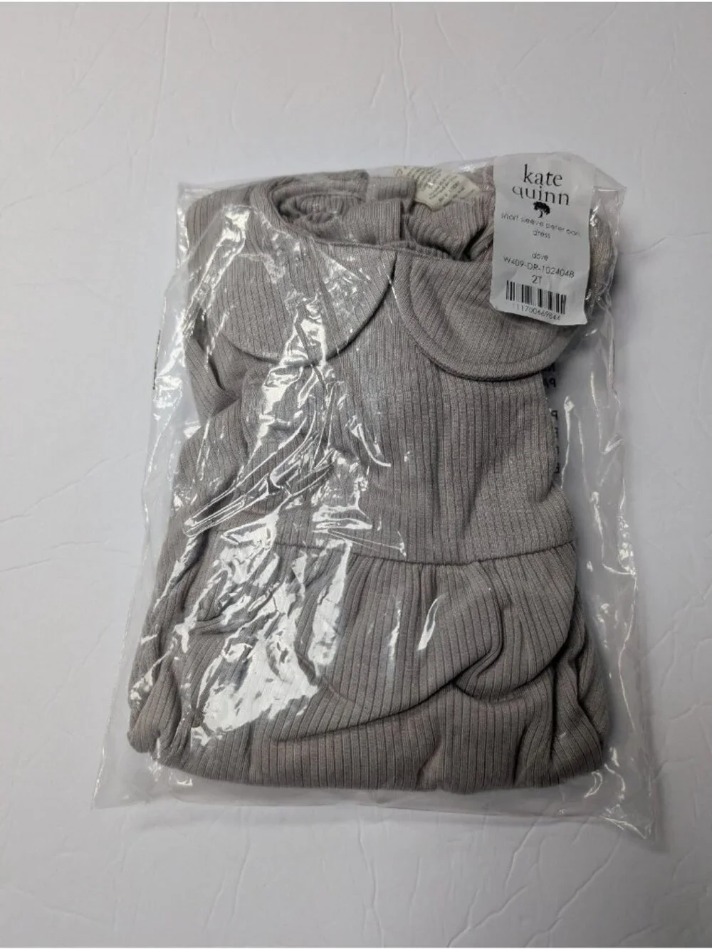 Kate Quinn Modal Rib Peter Pan Collar Dress 2T Dove Grey